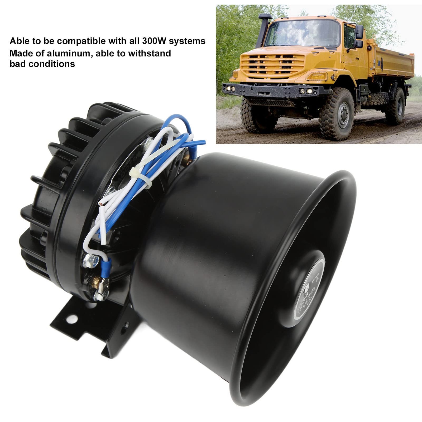 Car Siren Horn, Car Warning Alarm, Car Police Siren, Metal Black Round Cone S…