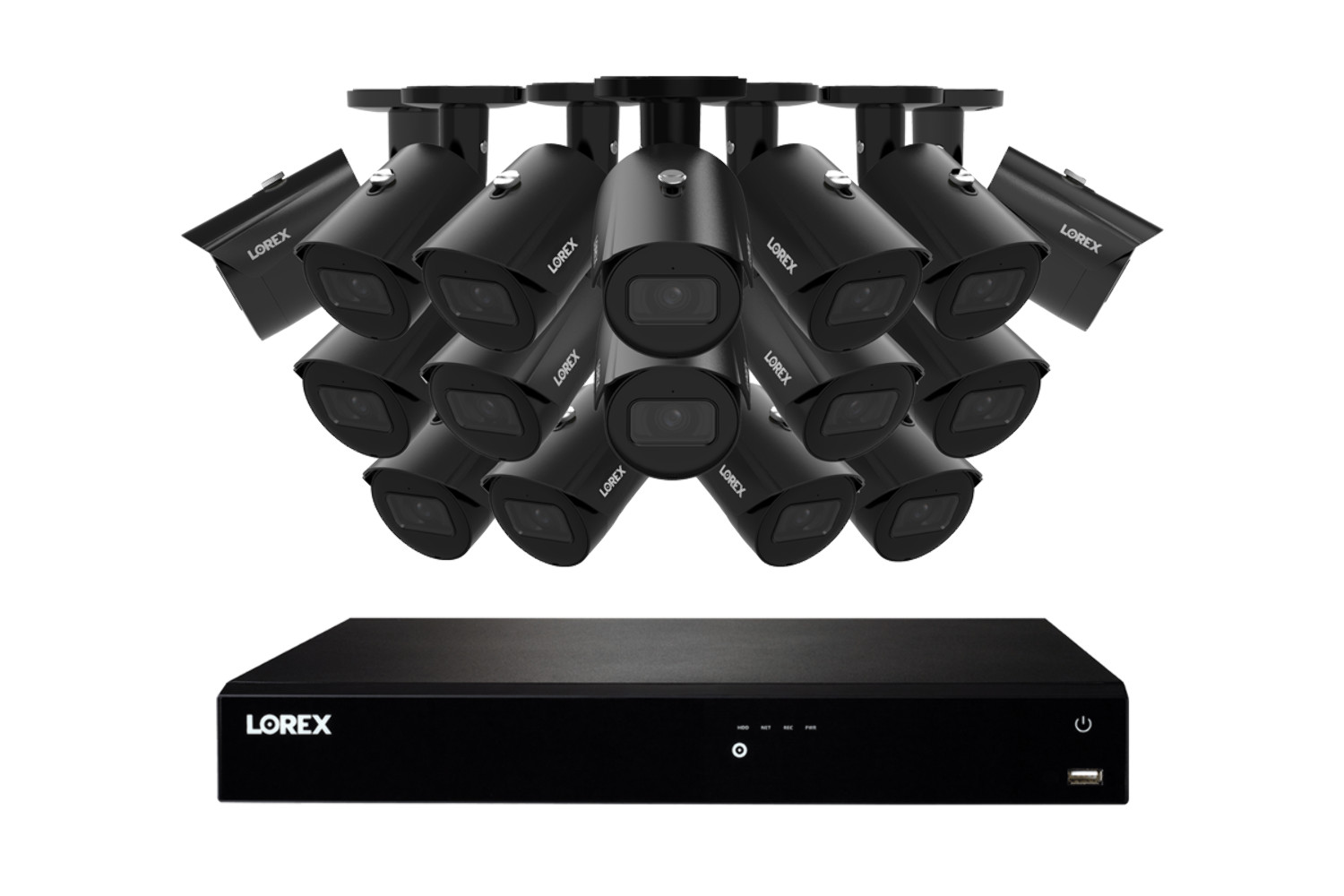 Lorex Fusion Series 4K 16 Channel 4TB Wired NVR System with IP Bullet Cameras