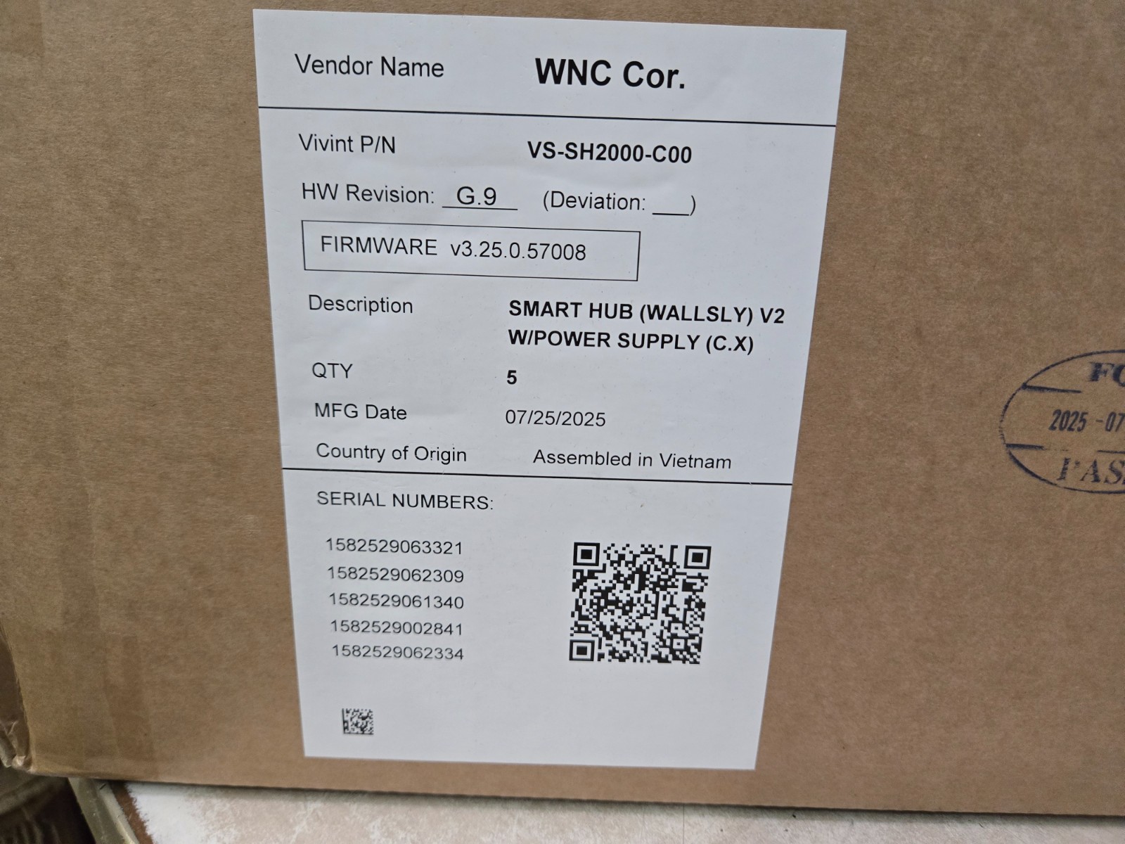 (Lot of 5) Vivint Smart Home Touchscreen Control Panel | VS-SH2000-C00