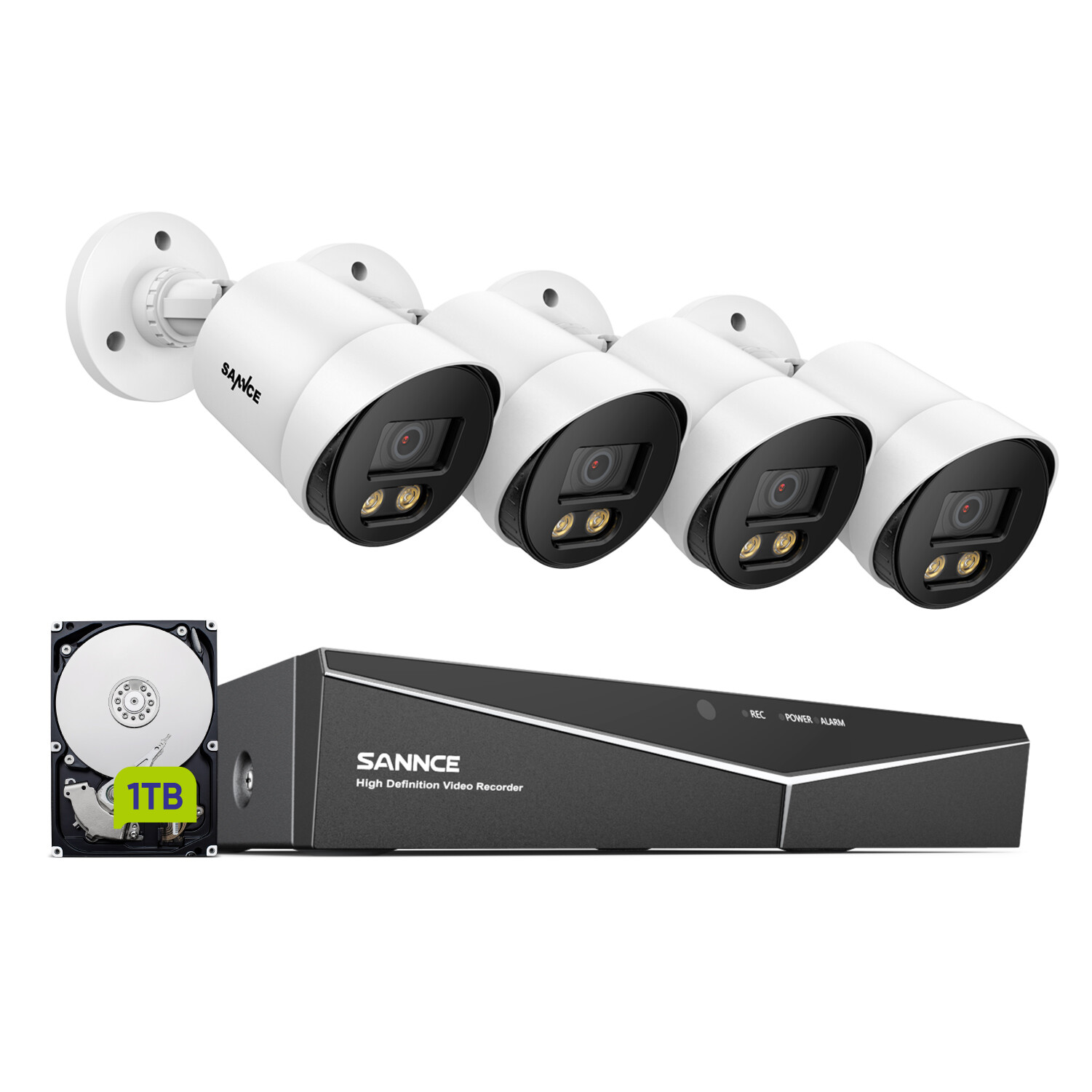 SANNCE 5MP 8CH DVR 2MP Full Color CCTV Security Camera System Night Vision 1TB