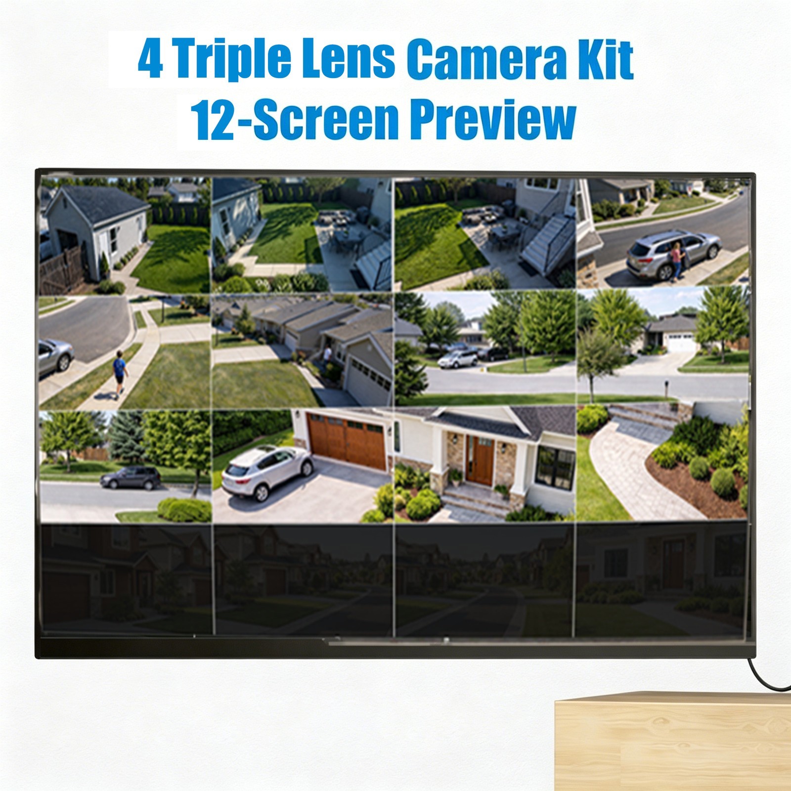 Wireless Security System 4 Cam 3K Outdoor Auto Tracking Triple Lens Night Vision