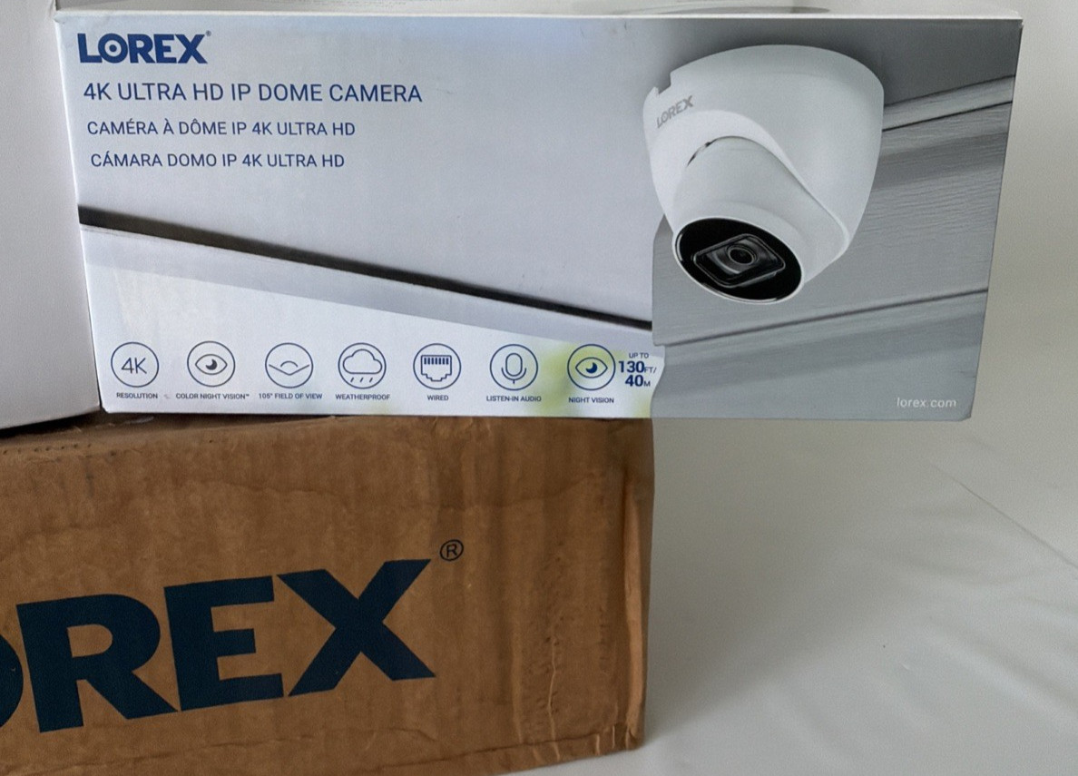 Lorex 4K Ultra HD Security IP Dome Camera IR, Audio, And Night Vision E841CD-E