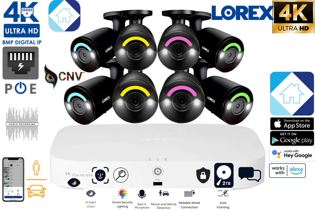 ⭐️ Lorex 4K 16 Ch Wired & Wi-Fi 2TB Wired NVR System & 8 Bullet Cameras NEW⭐️