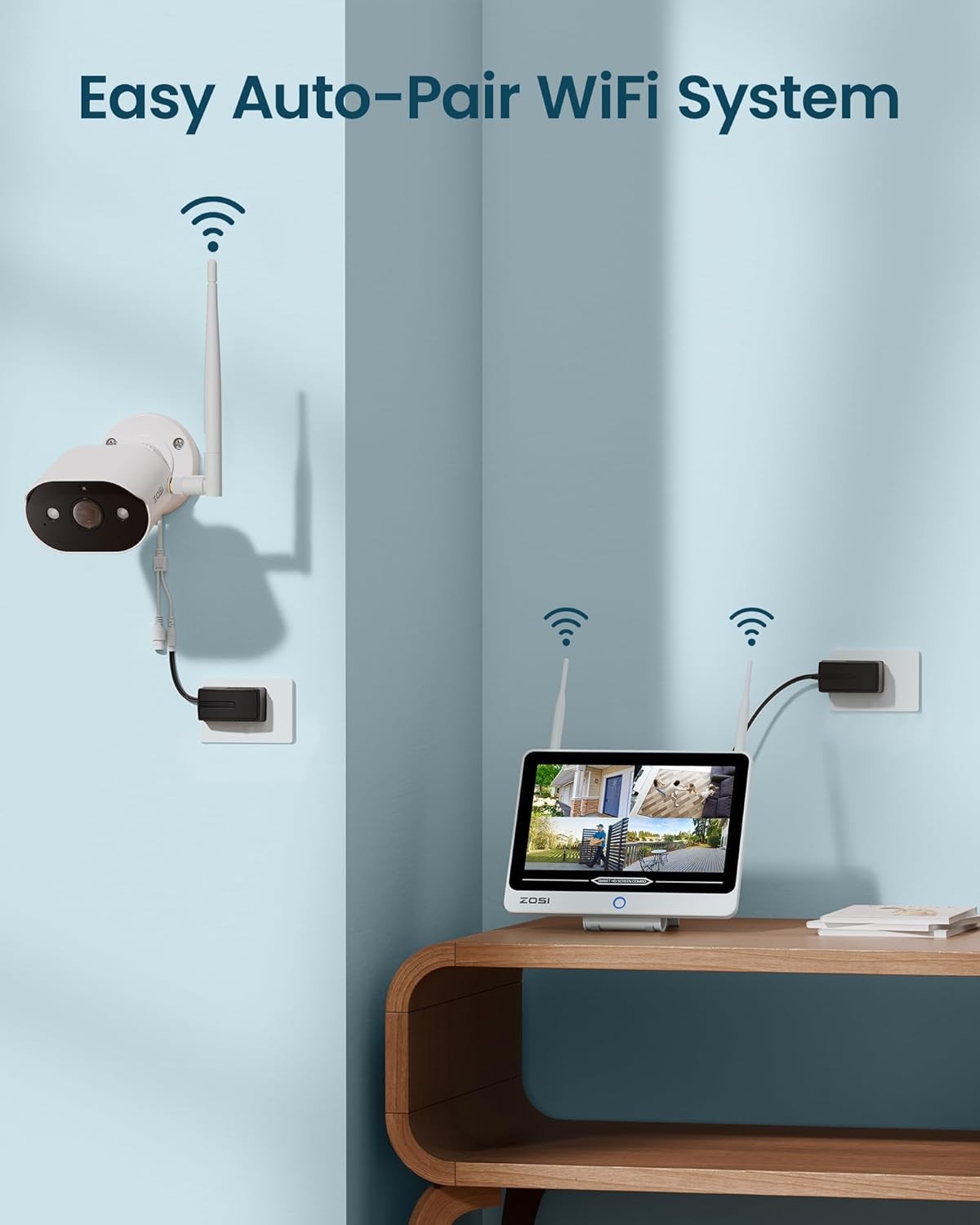 ZOSI 8CH 2K WiFi6 Home Security Camera System Outdoor Color Night Vision 1TB HDD