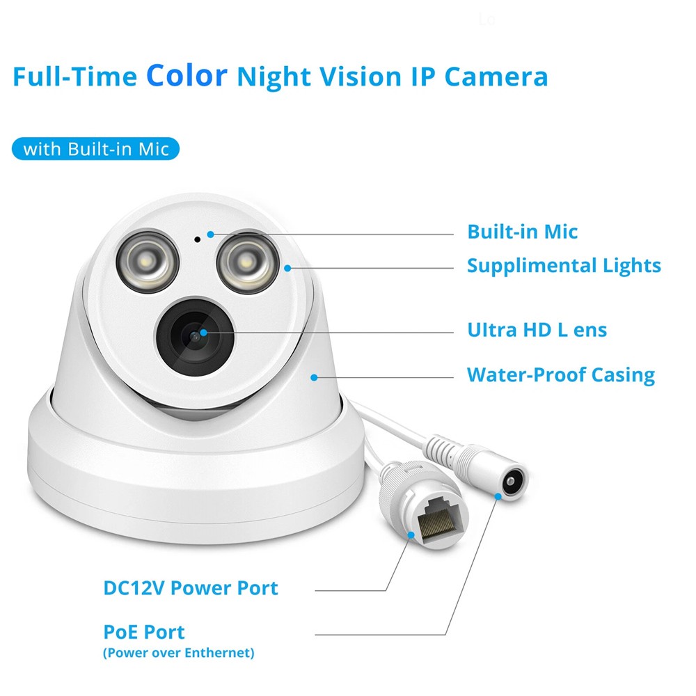 Vikylin 12MP 8CH 8POE NVR Systems 4K 8MP Full Color+IR IP Camera Dual Light lot