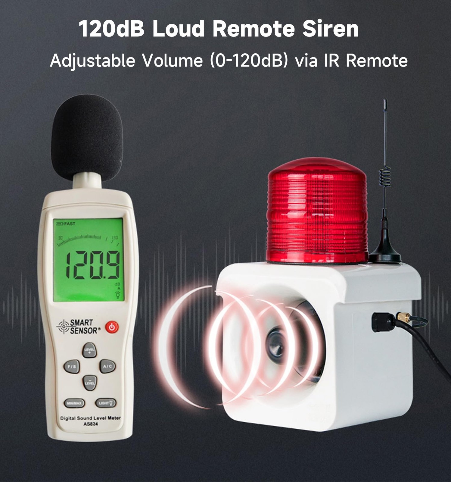 500 Meters（No Wall） Wireless Remote Control Outdoor Alarm Light Siren, LED St…