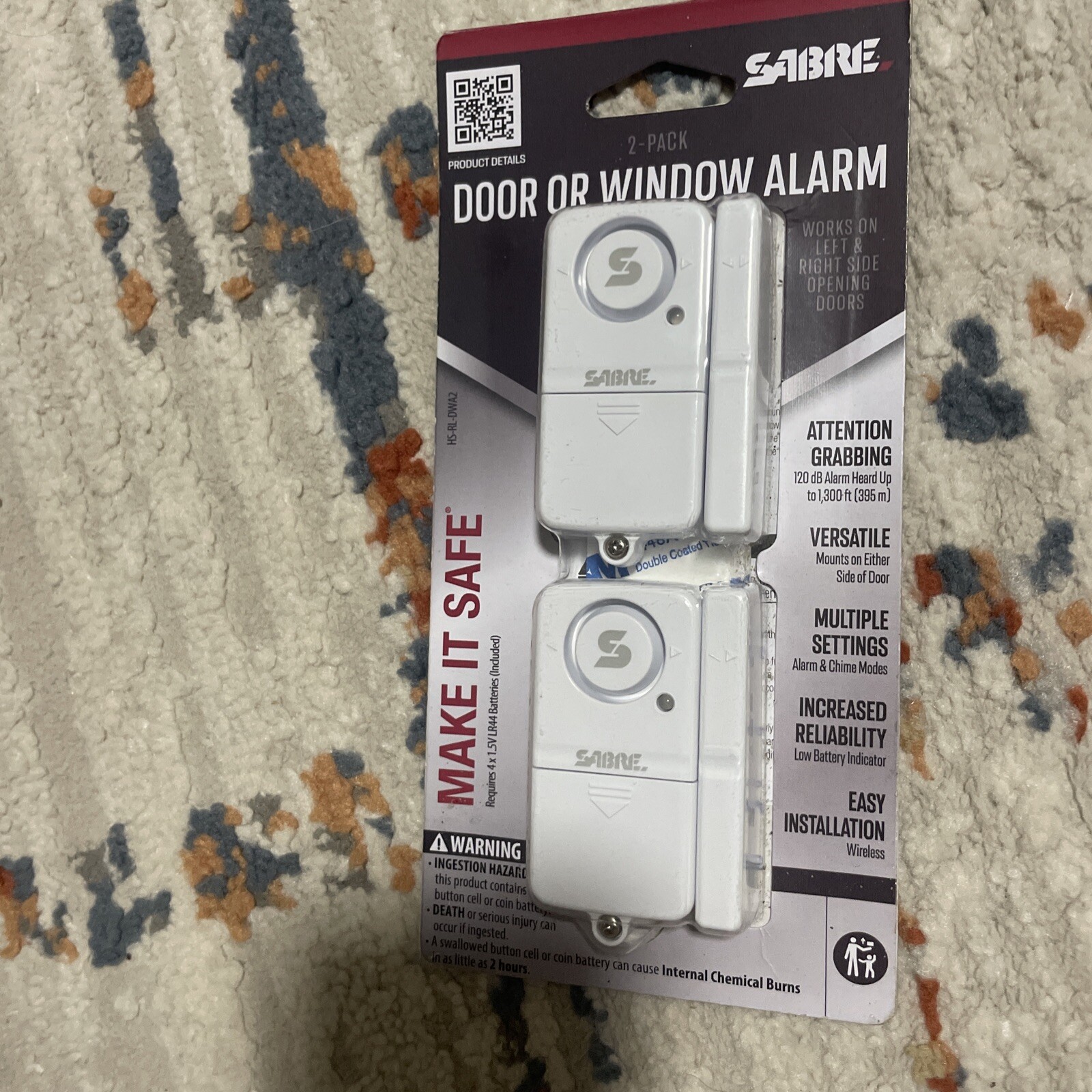 Sabre Home Series Door Or Window Alarm HS-DWA2 – (2 Pack)