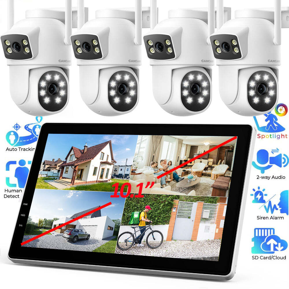 5G WiFi Wireless CCTV Camera System Home Security Outdoor 2 Way Audio 10″ NVR US