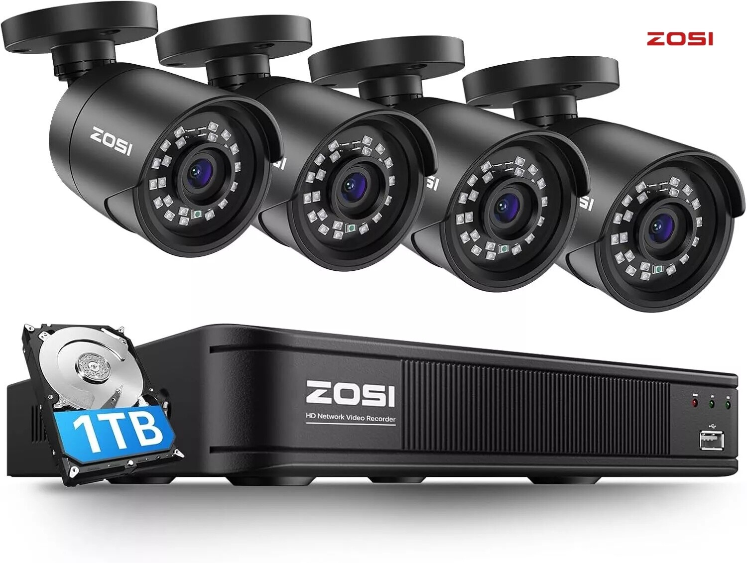 ZOSI 8CH 5MP 3K Home CCTV Security Camera System AI Human Vehicle Detection 1TB