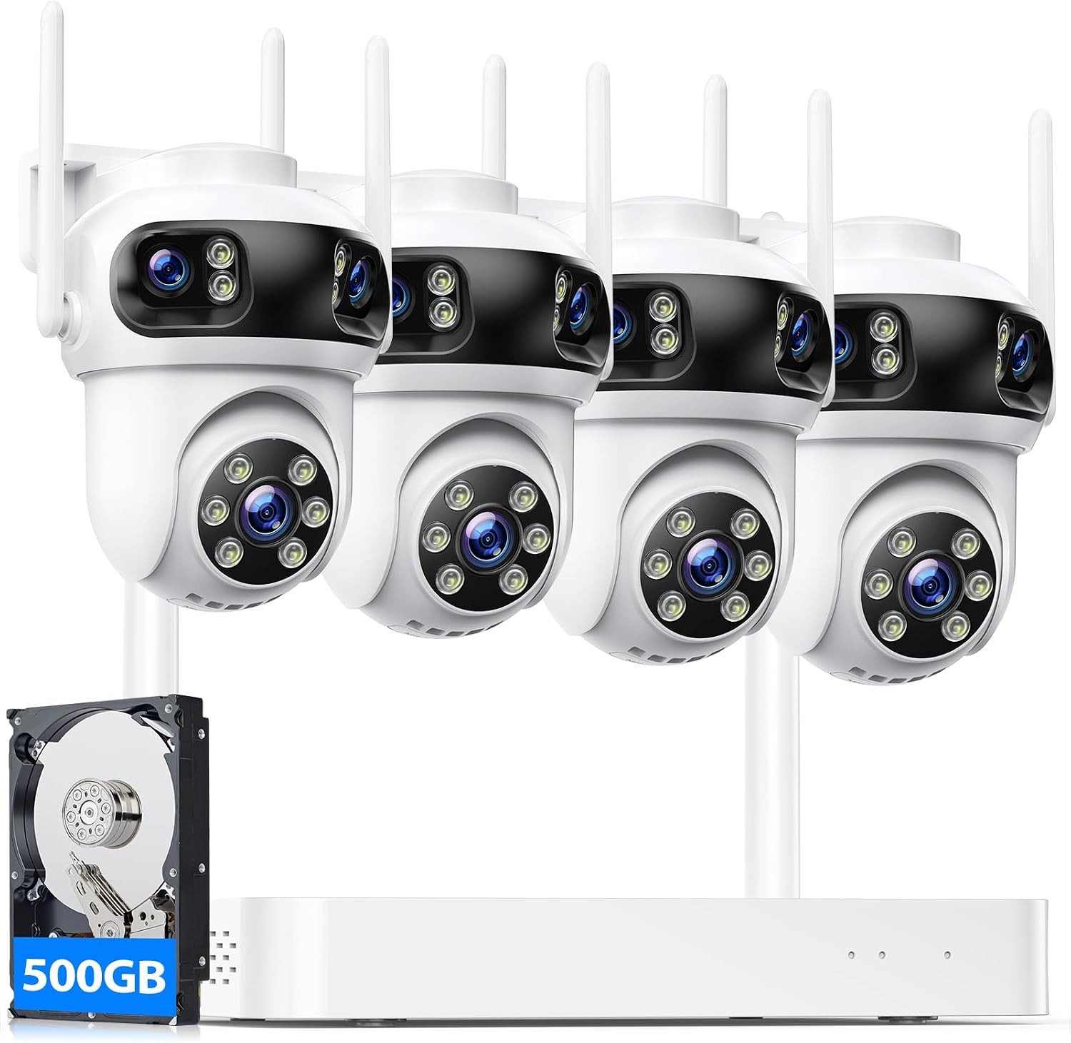 10CH NVR 3K Wireless Security Camera System WiFi Outdoor IP Two Way Audio 3-Lens