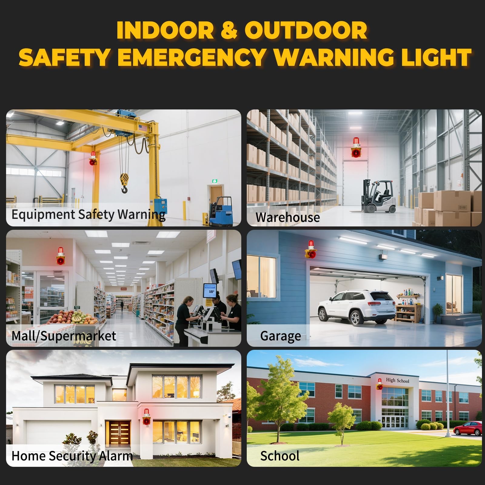 kbaoele AC110V Industrial Siren Alarm Strobe Light-120dB Loud Horn&Waterproof