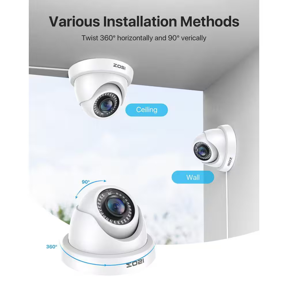 8-Channel DVR Home Security System with 8-Wired 1080P FHD Outdoor Dome Cameras,
