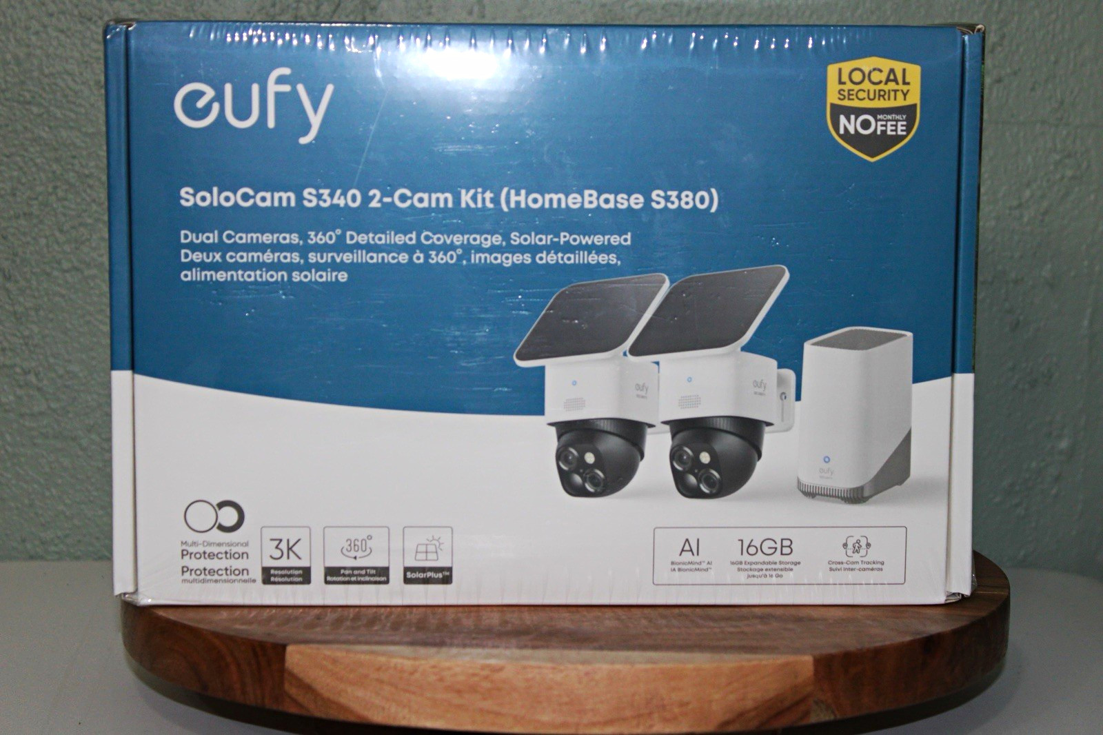 eufy SoloCam S340 2-Cam Kit w/ HomeBase S380 Wireless Wi-Fi Solar 3K