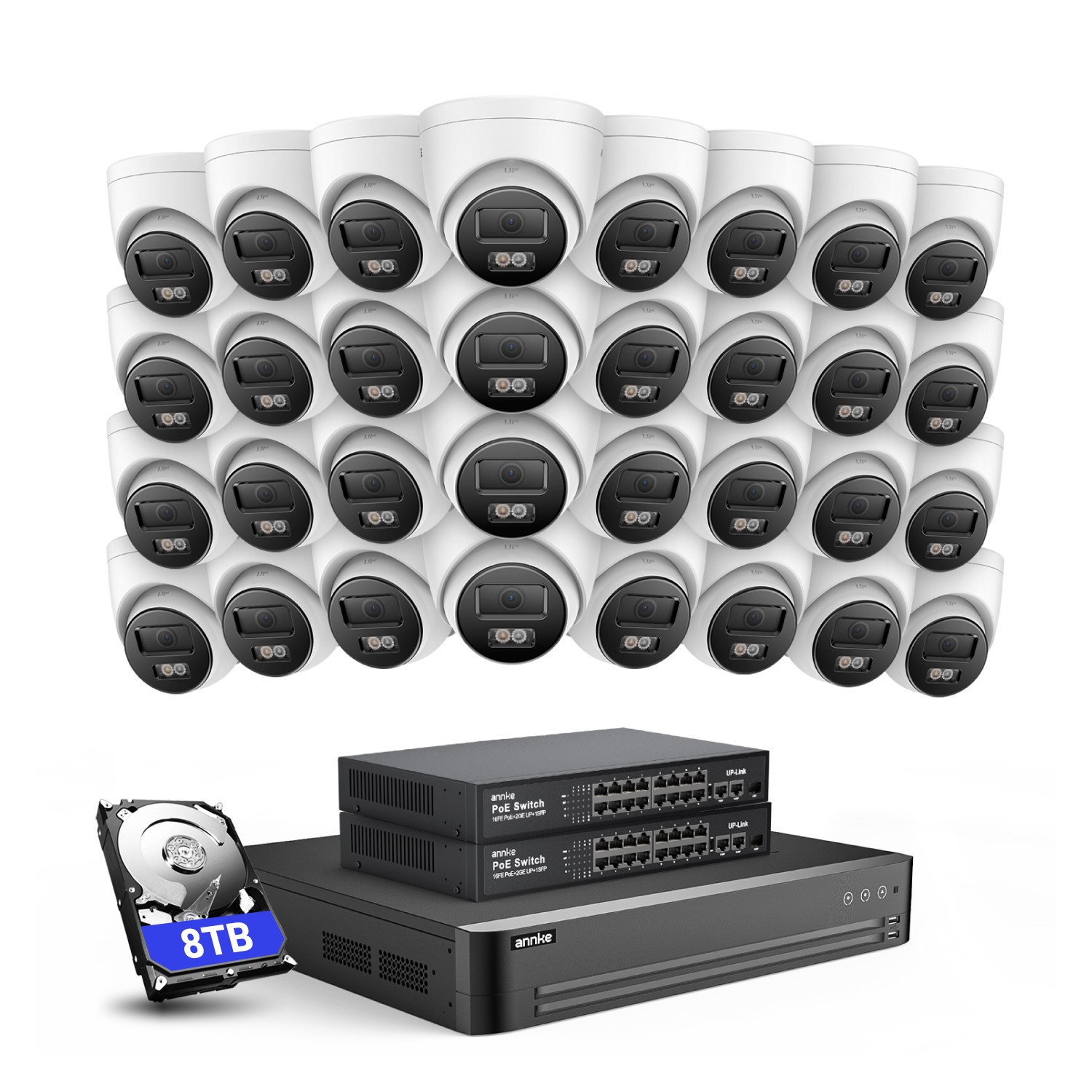 ANNKE 32CH 12MP NVR 4K Audio POE Security Camera System Color Night Vision IP67