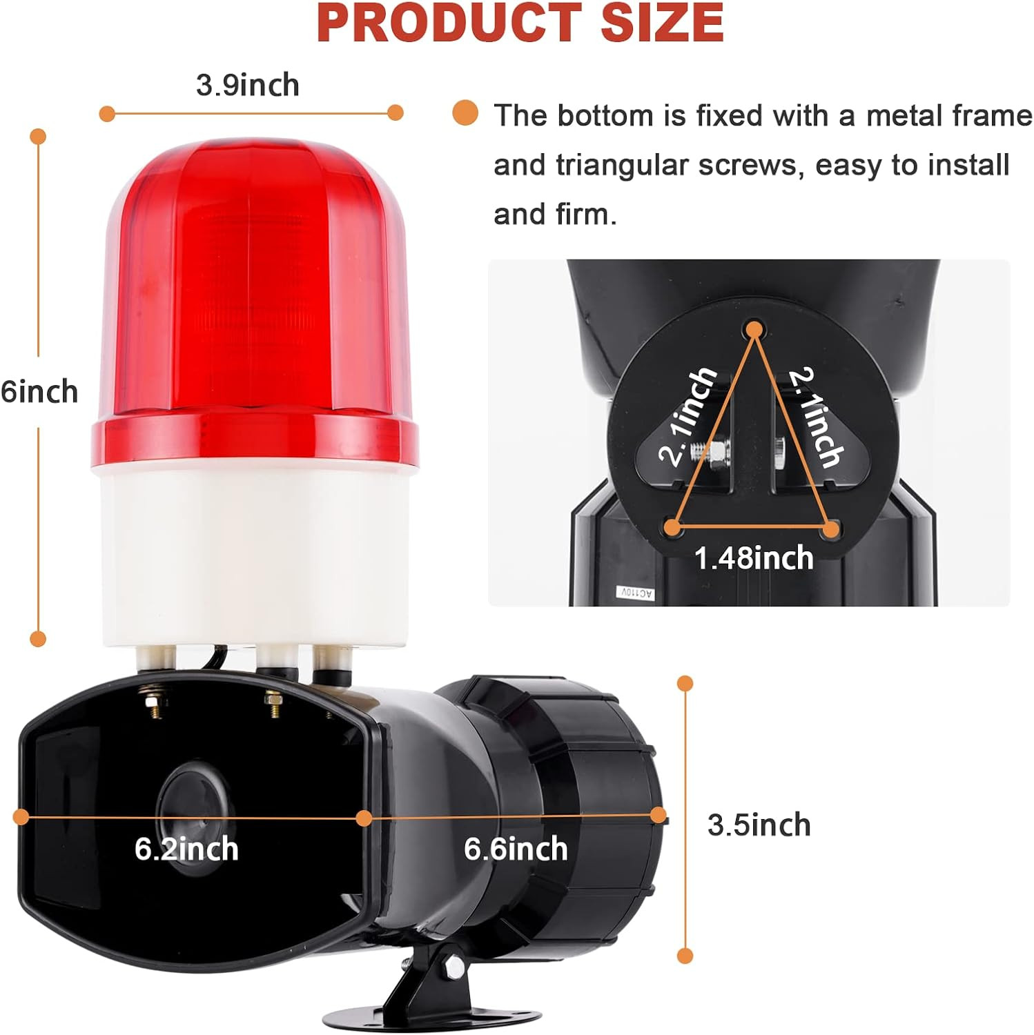 Industrial Siren Alarm 110 Volt Siren with Light 115Db Sound and Light Alarm IP5