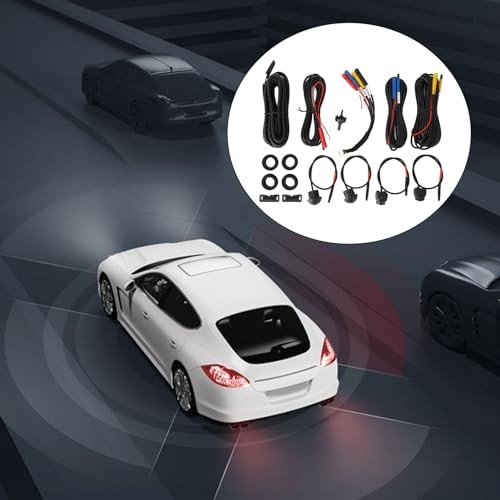 360 Car Camera, Panoramic Surround View Camera System Front Rear 1080P, Black