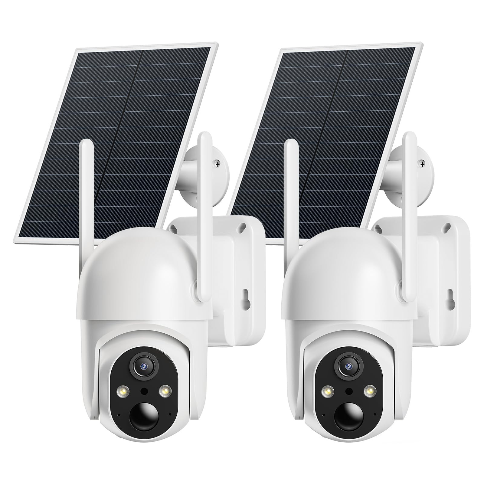 ELYSOO 2 Pack 4G LTE Cellular Security Cameras, Solar Powered 2Pack, White