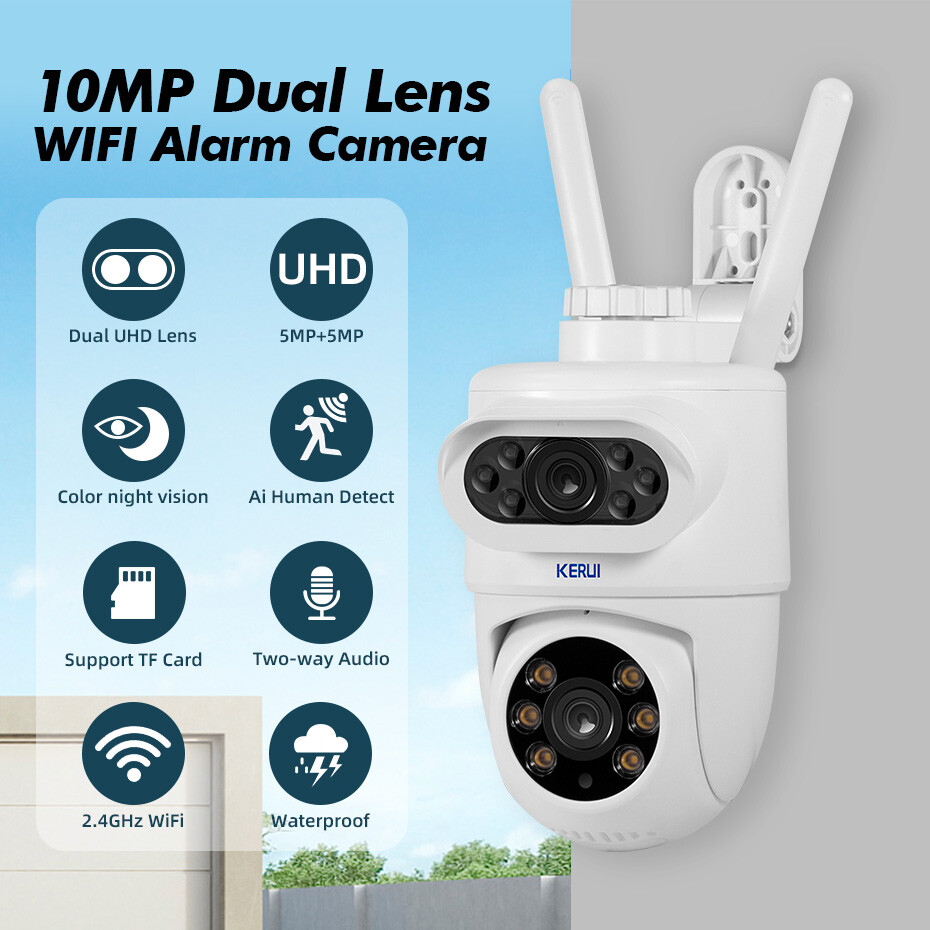 10MP HD Dual Lens Security Camera TUYA APP WiFi IP PTZ Home Outdoor CCTV IR Cam