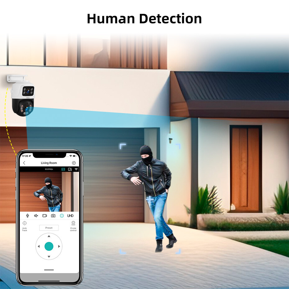 Smart POE 6MP Dual Lens IP Camera 2-Way Audio Motion Tracking Security Cam