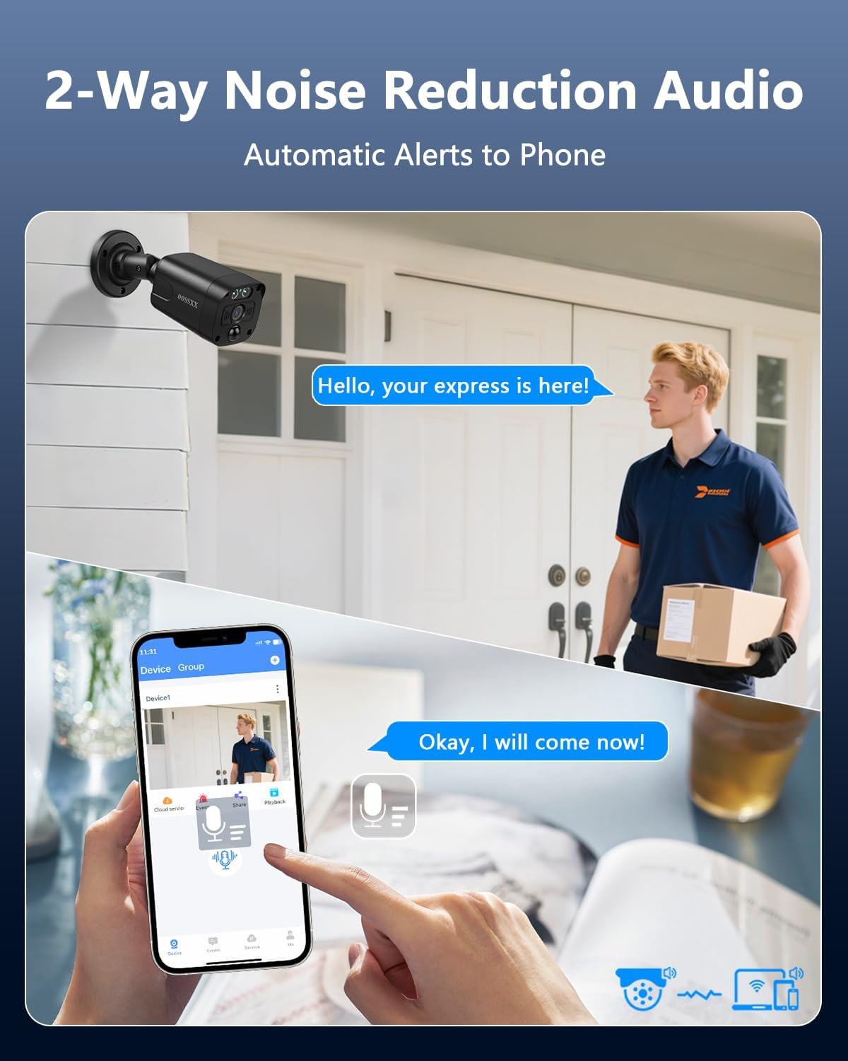 4K/8.0 Megapixel & 130° Ultra Wide-Angle 2-Way Audio Poe Outdoor Home Security C