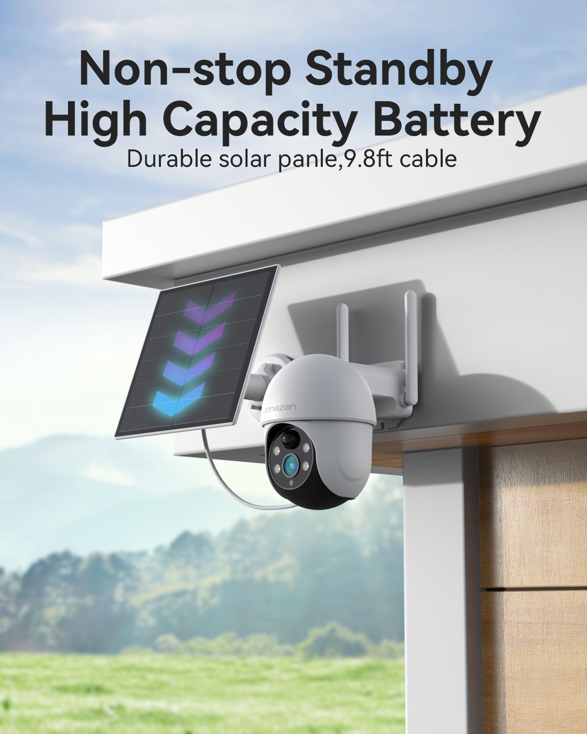 4MP Solar&Battery Wireless Security Camera System WiFi Outdoor Home 12” Monitor