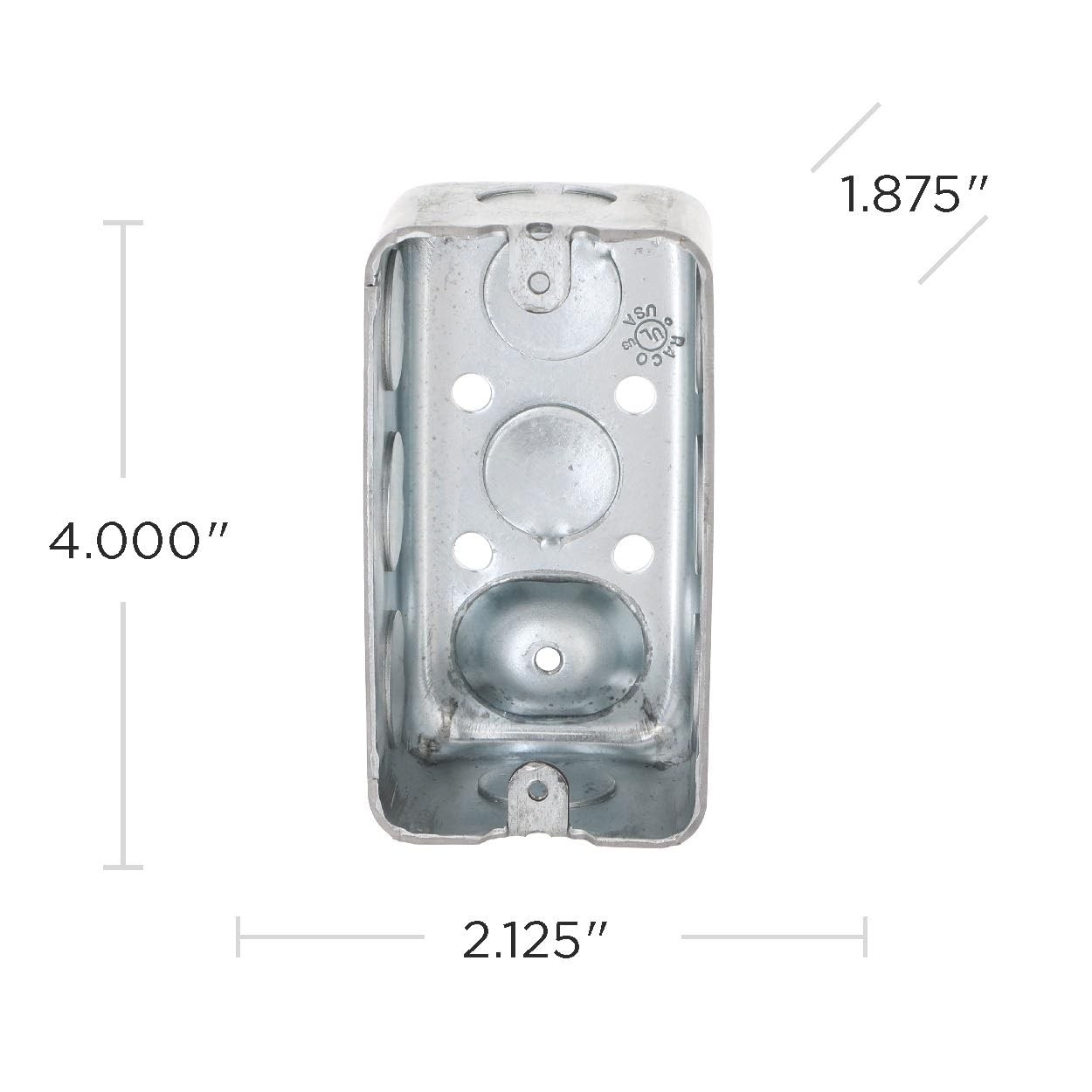 Hubbell-Raco 8660 1-7/8-Inch Deep, 1/2-Inch End 4-Inch x 2-Inchca, Gray