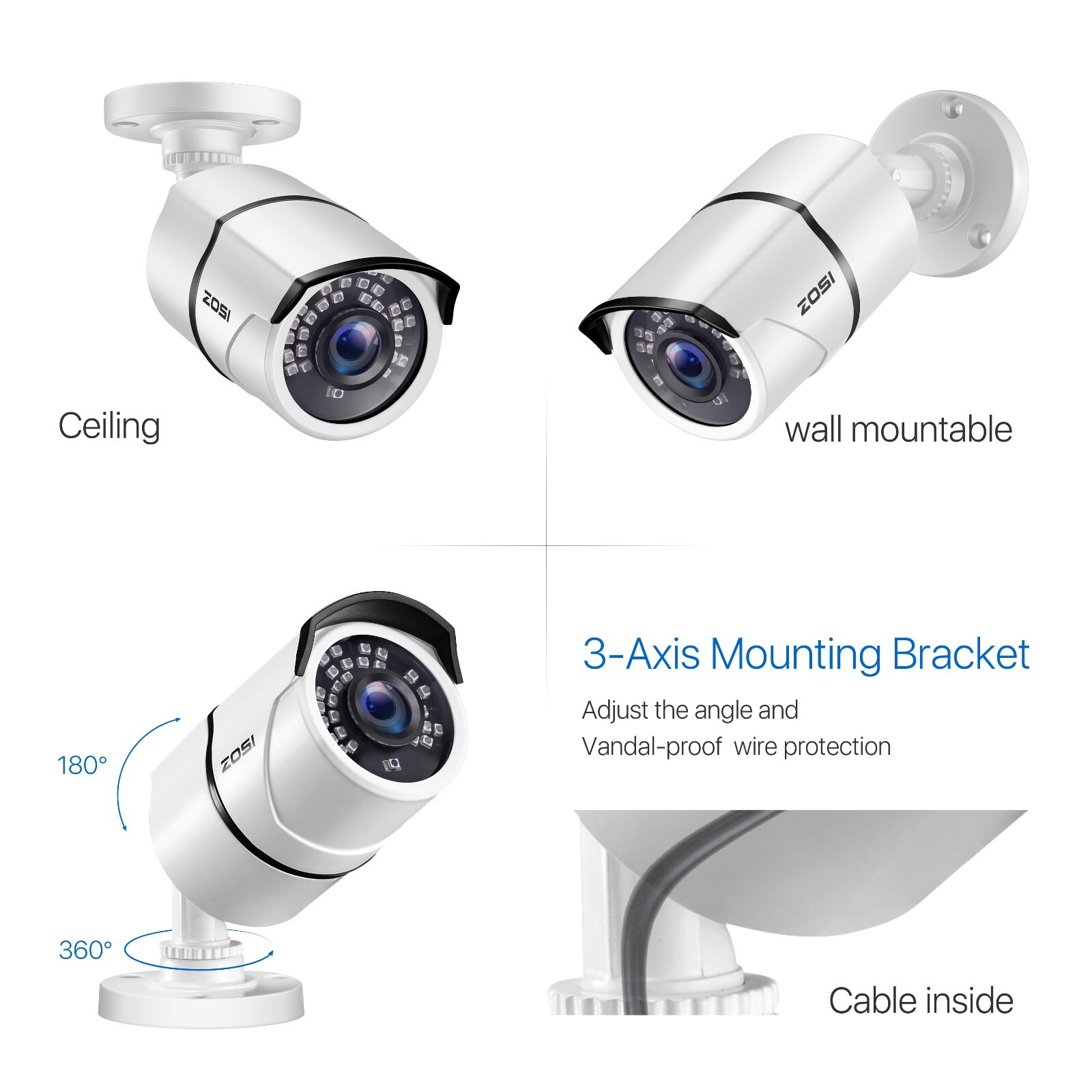 ZOSI 1080p CCTV HD Motion Detection Instant Alert Security Camera Remote Access