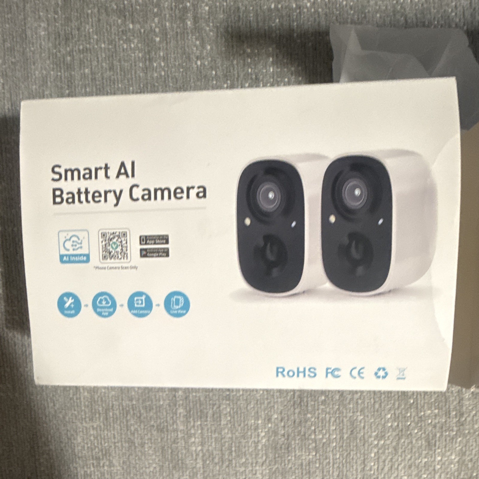 Smart AI Battery Camera 2-Pack Wireless Wi-Fi 1080p IP Cameras Alexa Live View