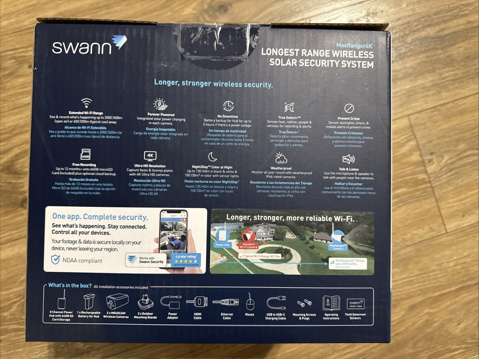 Swann MaxRanger Version 2 4K Solar Wireless Security System Base Station + 2 Cam