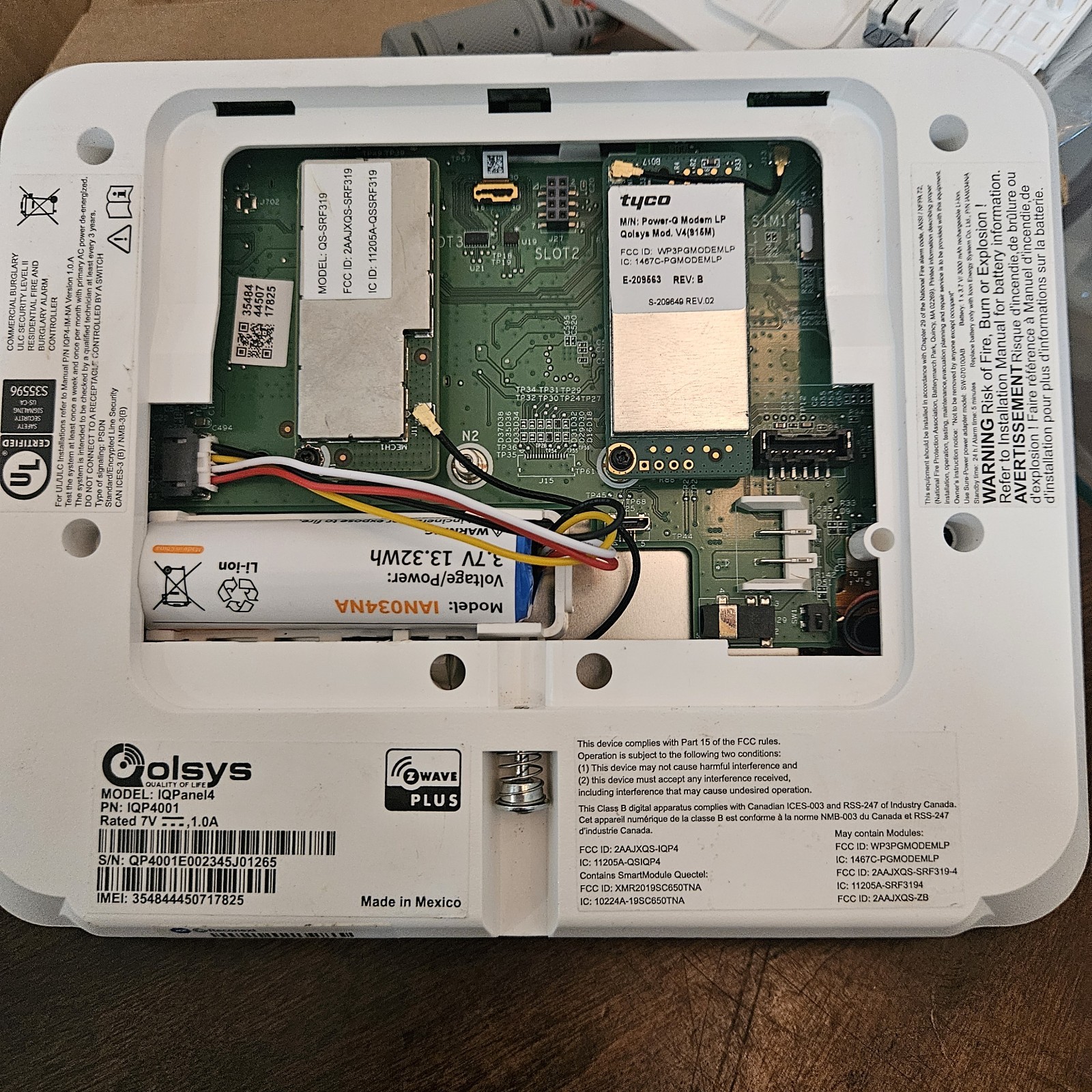 Qolsys IQ Panel 4 IQP4001 Verizon LTE Alarm.com Ready IMEI Clear Battery Tested