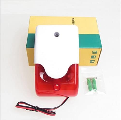 DC9 to 12V Wired Strobe Siren Red Light Sound Flash Buzzer Siren Home Security