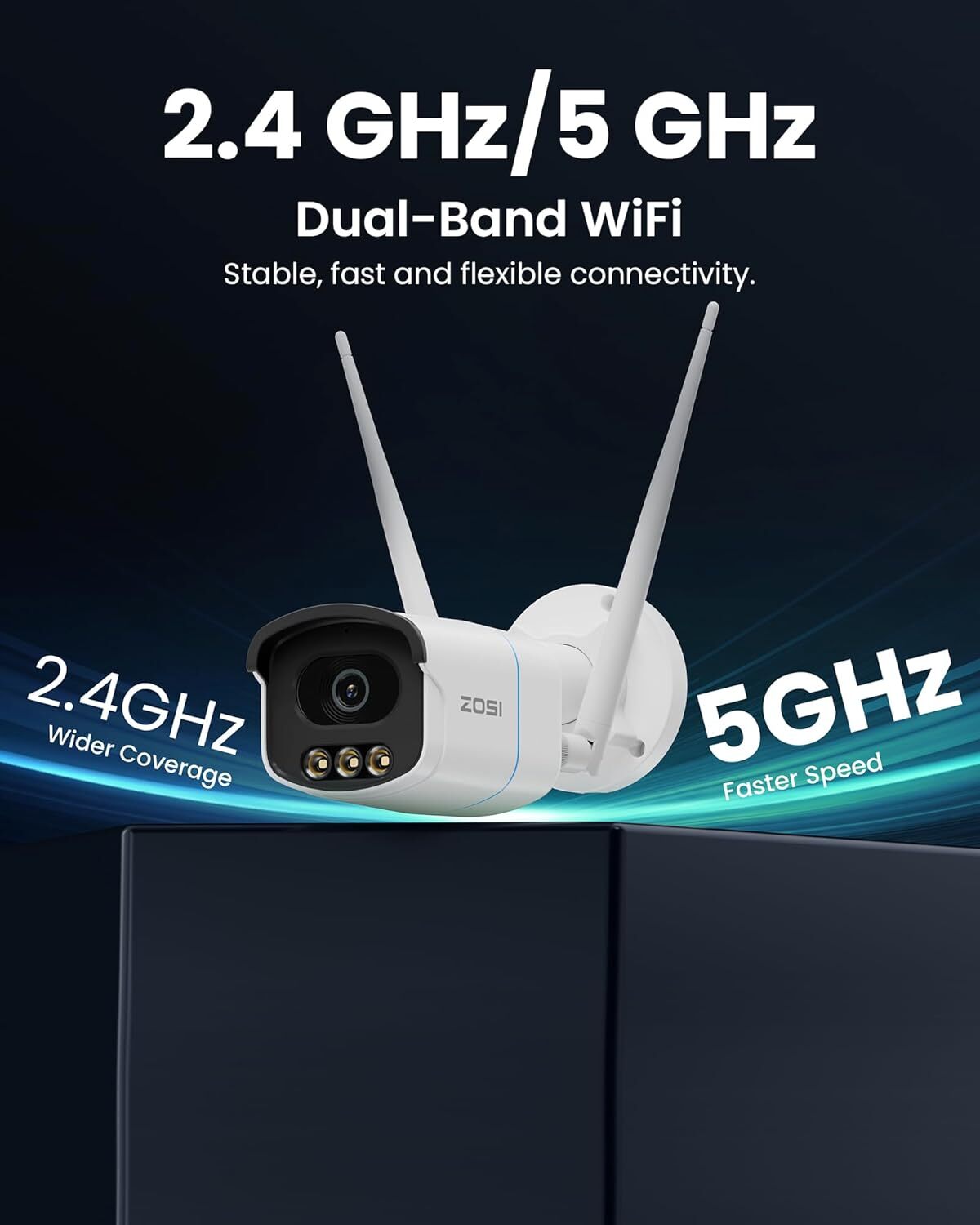 ZOSI 3MP Wireless PT Outdoor WiFi Security IP Camera Audio Smart Detect Add-on