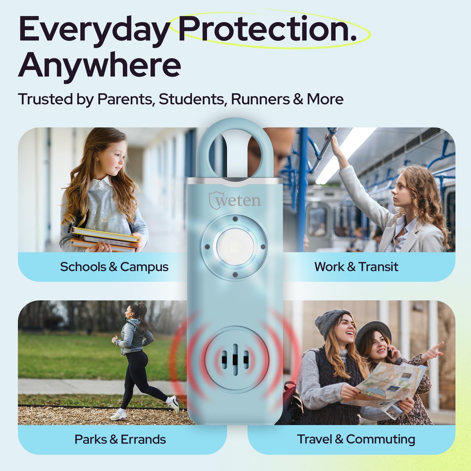 Personal Safety Alarm for Women – 130dB Loud Panic Siren Keychain 3 Pack – Ra…