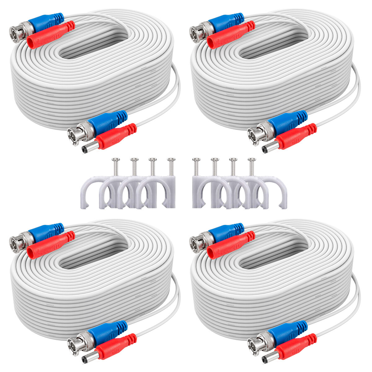 ANNKE 4X 100ft White Video Power Cable BNC RCA Wire for Security Camera System