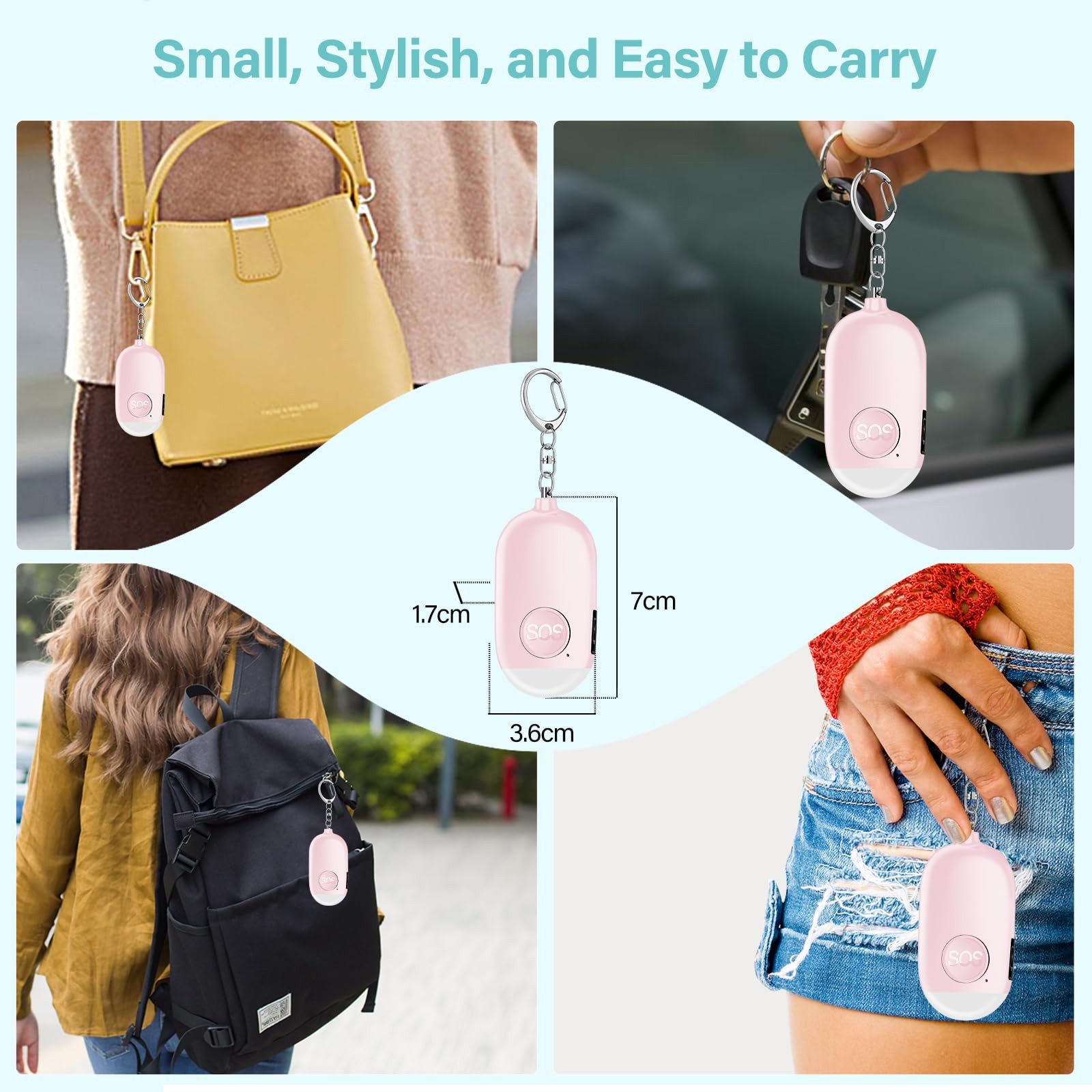 Personal Safety Alarm for , 2 Pack Rechargeable 130dB Alarm Keychain with Fla…