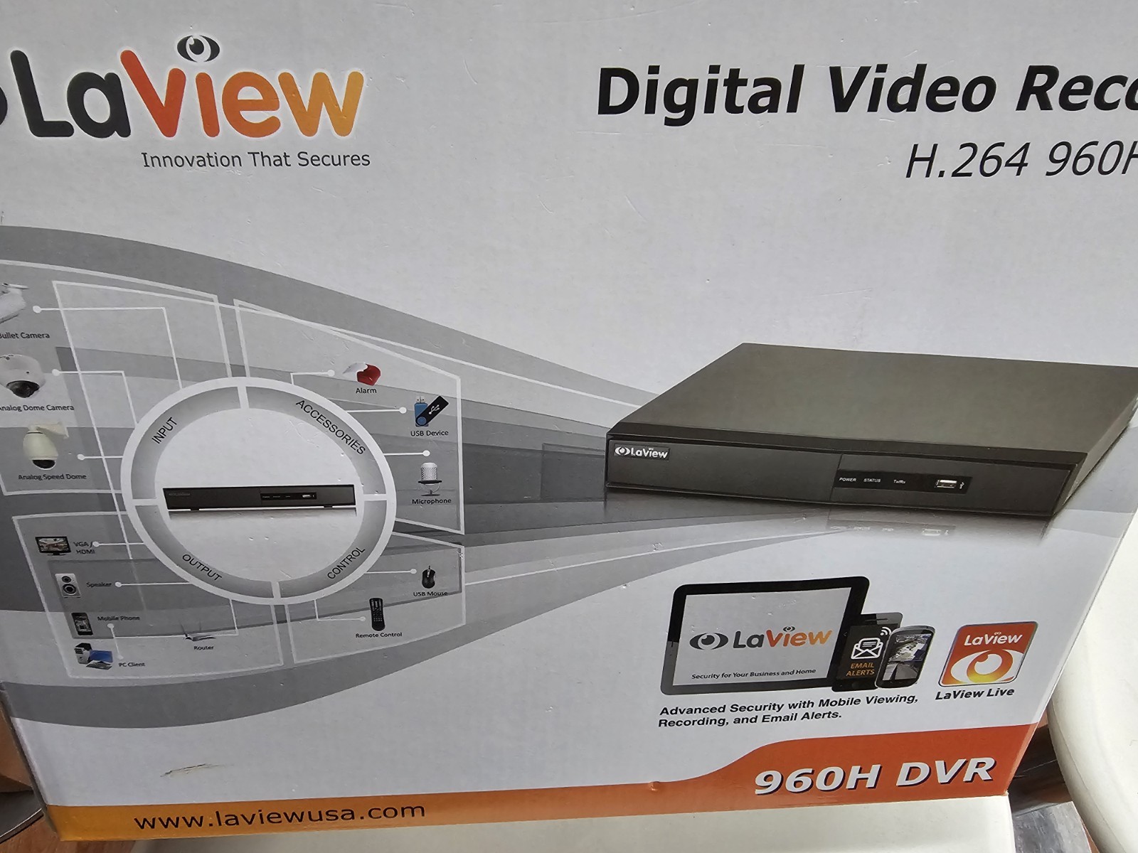 Video Security La View 960h 4 Camera System Used