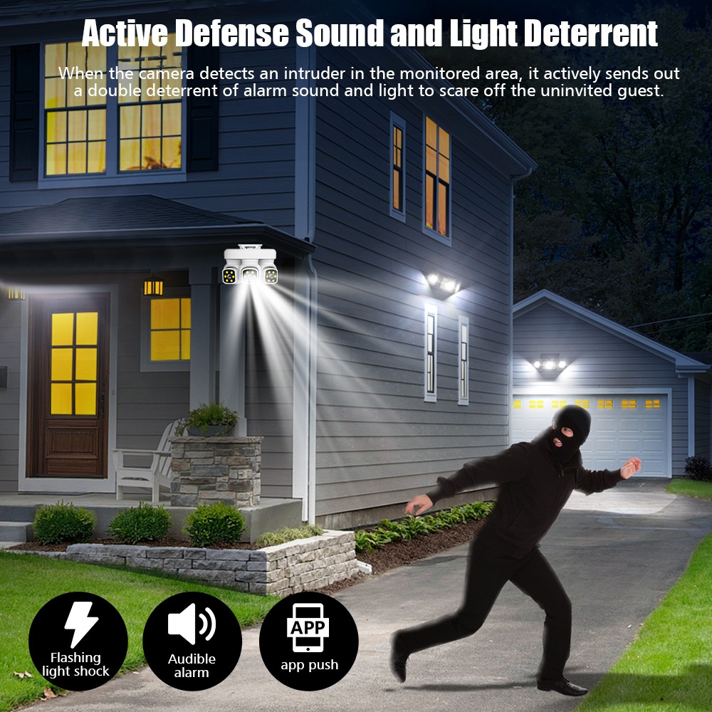 6MP 3Lens WIFI Security Cameras 1080P Night Vision Supermarket Warehouse Factory