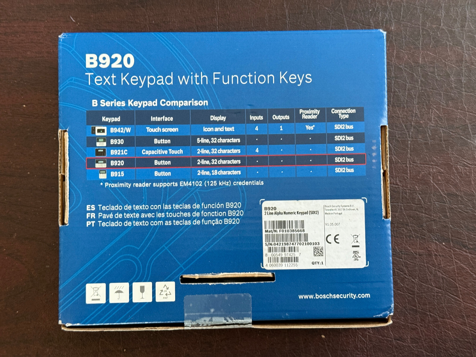 Bosch B920 Alarm Control System 2-Line Alpha Numeric Display Keypad Annunciator