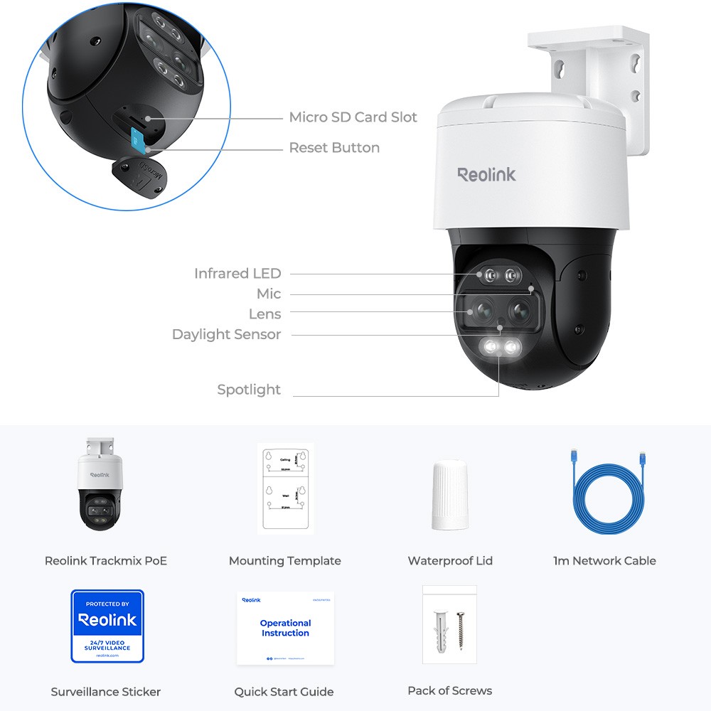 Reolink 8CH NVR 4K Dual-Lens Security Camera System Auto Tracking Trackmix PoE