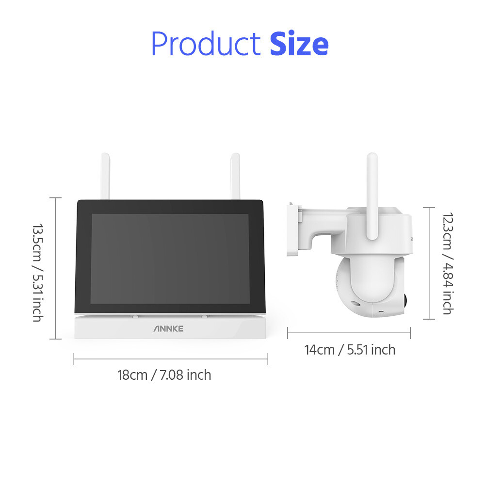 ANNKE Wireless 7″ Monitor 4MP PT Security Camera System Solar Battery 2 Way Talk