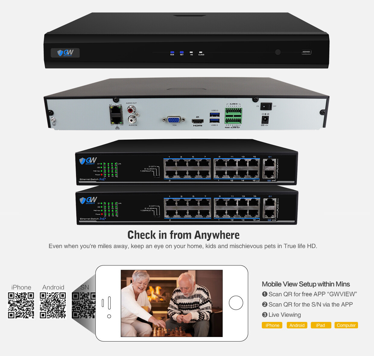 32CH NVR 32 X 6MP PoE IP 3.6mm Lens Microphone Turret Security Camera System 8TB