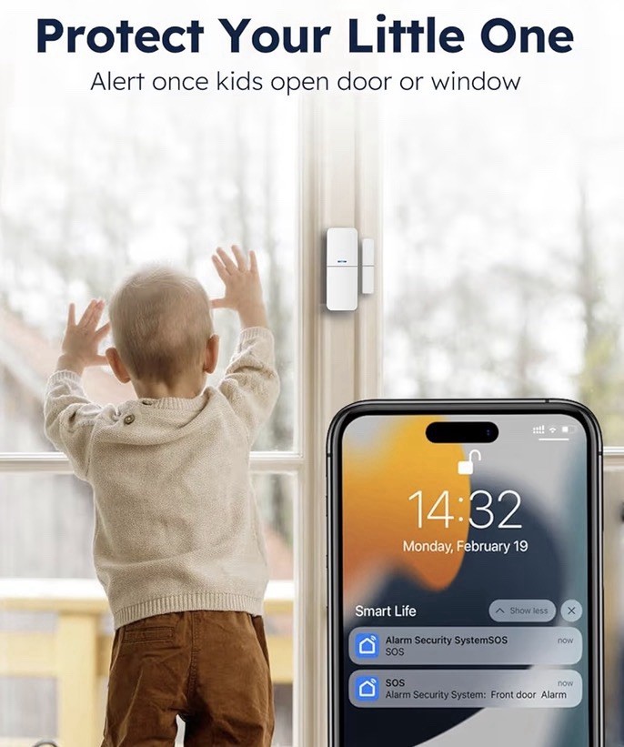 WiFi Door Alarm System, Wireless DIY Smart Home Security System, with Phone APP