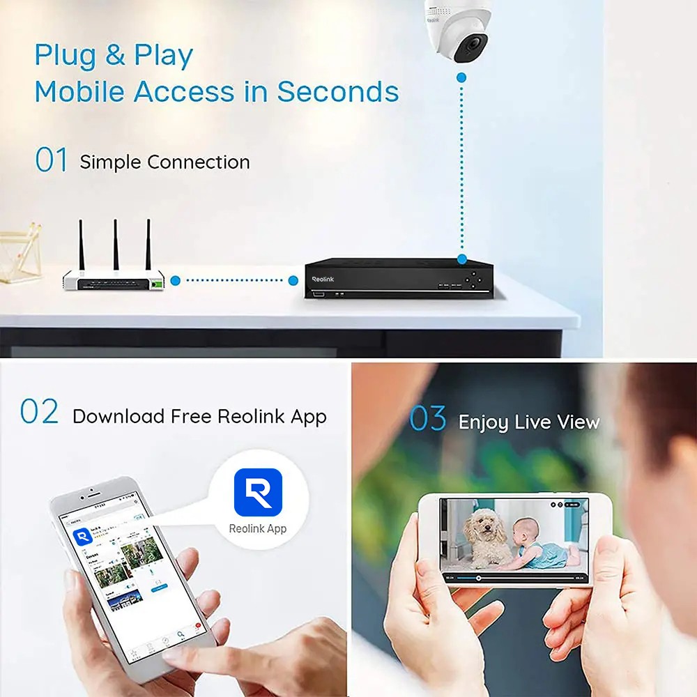 Reolink 8CH RLN8-410 2TB NVR 5MP Outdoor Wired PoE Security Camera System