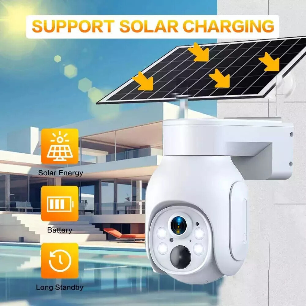 4MP Wireless CCTV Security Camera System Solar & Battery Powered Wifi PTZ Camera