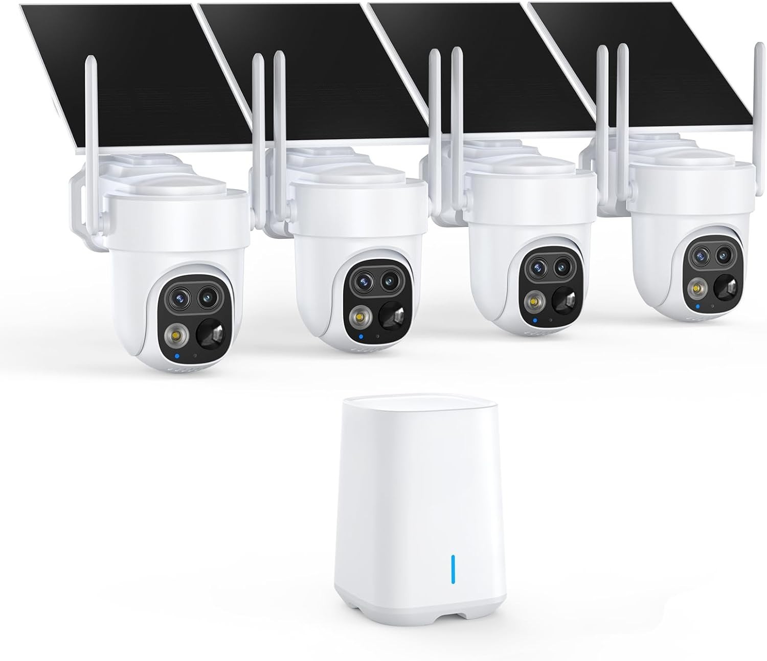 Solar Security Cameras Wireless Outdoor 4-Pack with NVR, Dual-Lens 4K (2K+2K) PT