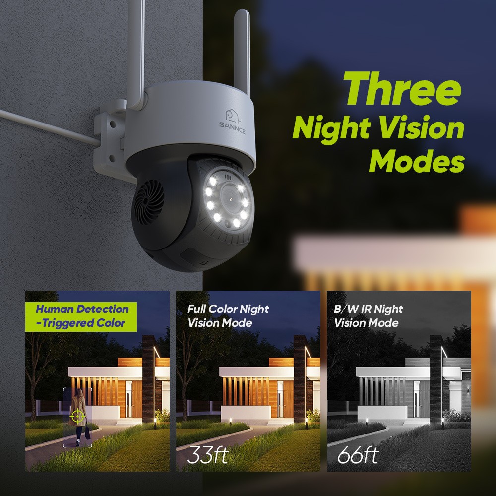 SANNCE 8MP 16CH NVR 5MP PT Color Wireless Security Camera System Twao Way Audio