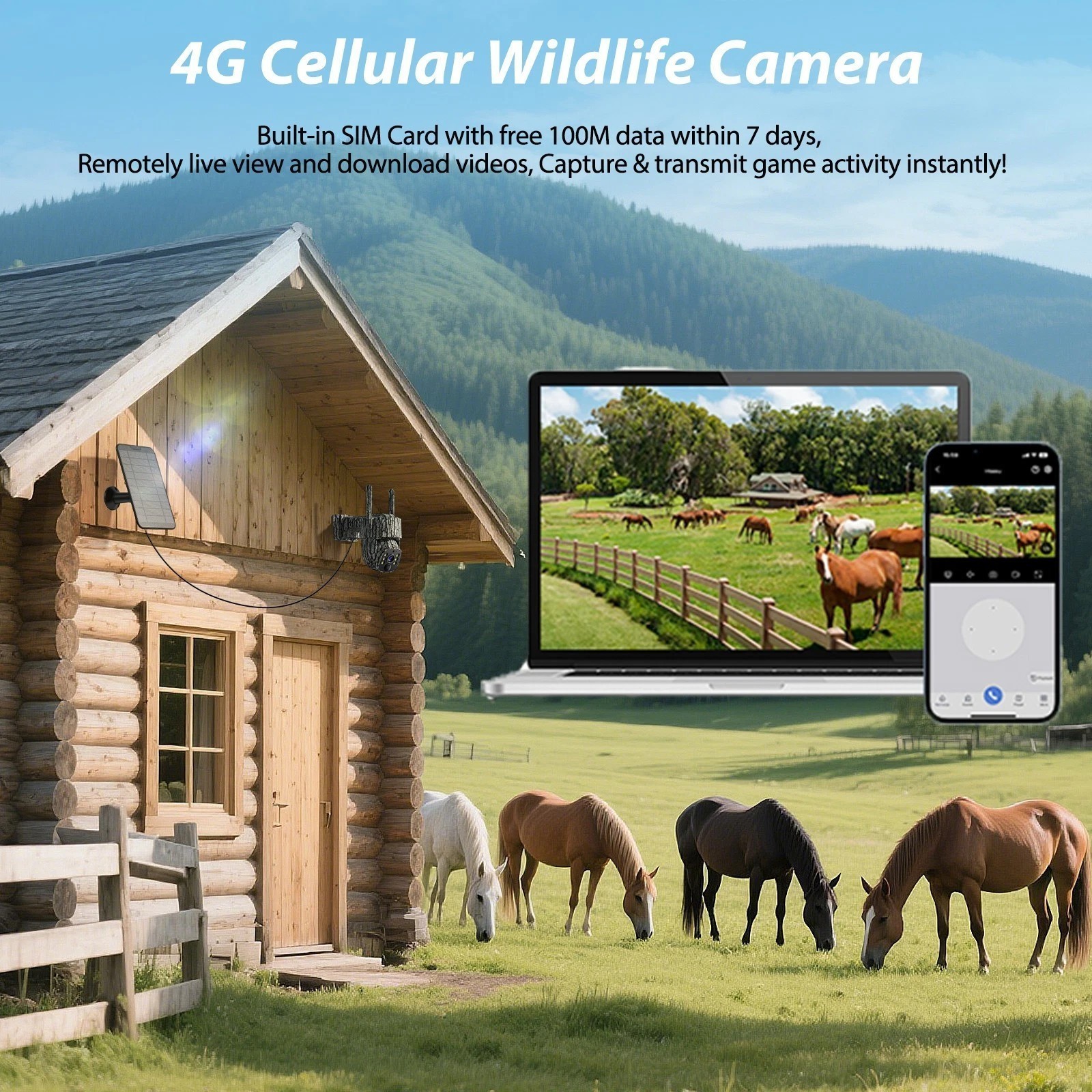 4G LTE Cellular Security Camera with 2.5K Live Streaming for Hunting Trail Game