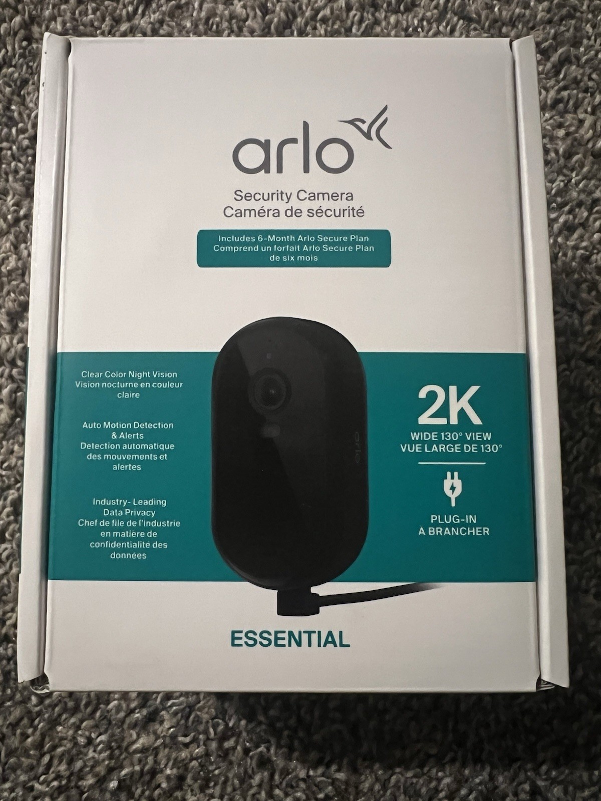 Arlo Essential Security Camera Wired 2K Plug-In Powered 2025 Black 1 Camera