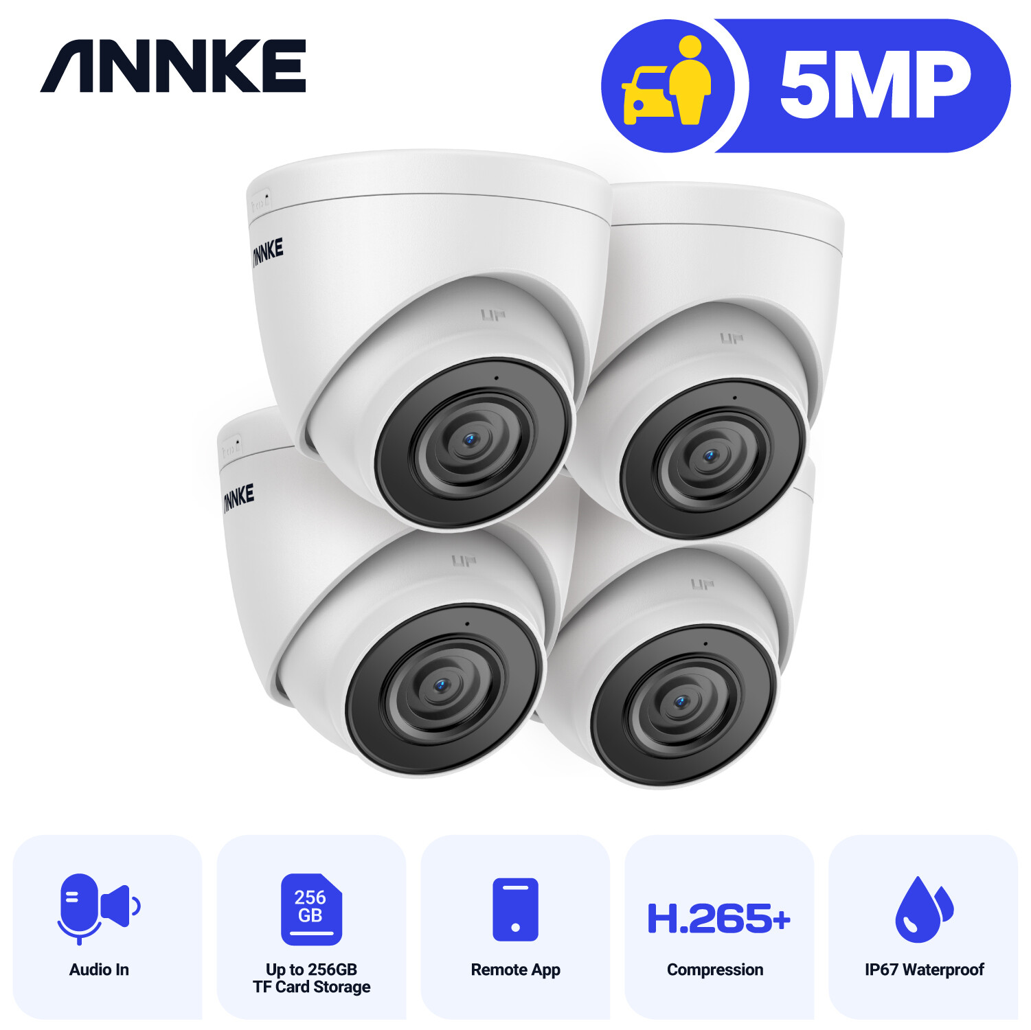 ANNKE 5MP PoE Security IP Camera C500 Audio Recording Night Vision Outdoor IP67