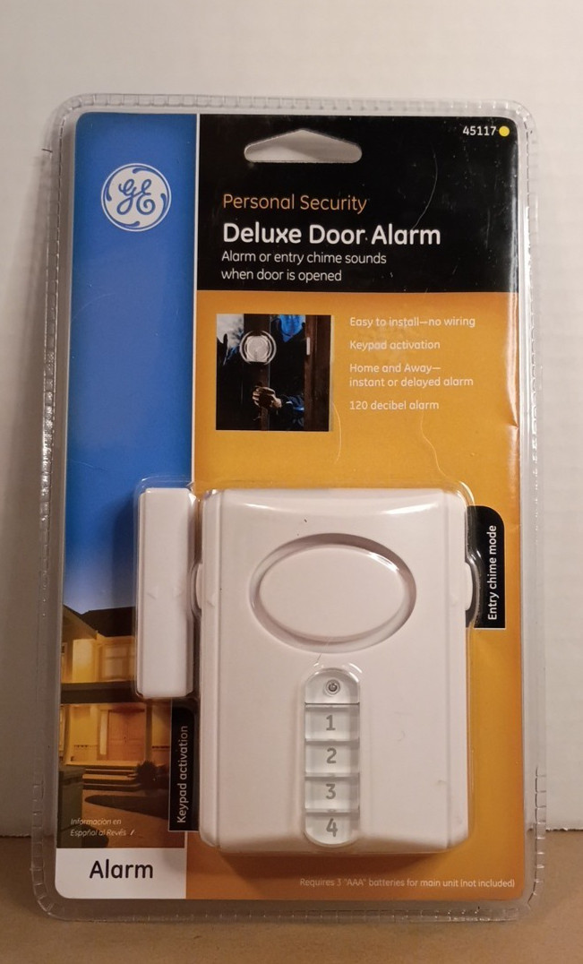GE Deluxe Door Alarm 120dB Keypad Home Away Entry Chime No Wiring New 45117